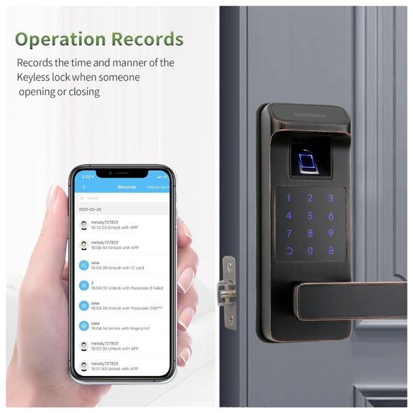 HARFO A01 Fingerprint and Touchscreen Keyless Smart Lever Door Lock Aged Bronze - Picture 3 of 6